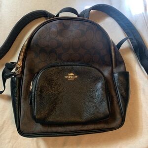 Like New Coach Signature Brown and Black Backpack